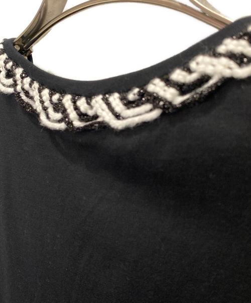 CHANEL（シャネル）CHANEL (シャネル) フレンチスリーブ ツイードトリム Tシャツ  ブラック サイズ:34の古着・服飾アイテム