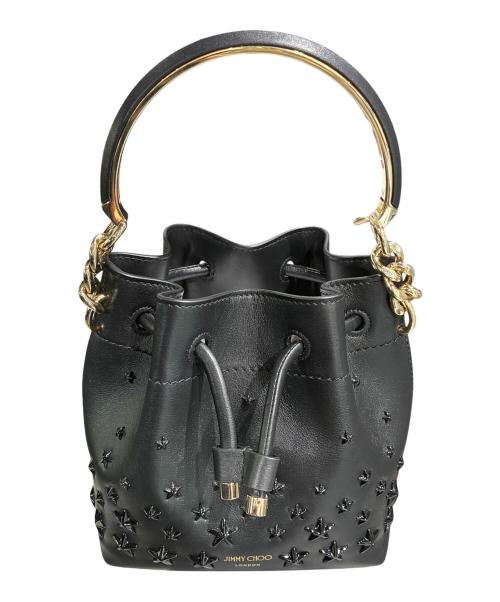 JIMMY CHOO（ジミーチュウ）JIMMY CHOO (ジミーチュウ) ボンボンバケットスタッズ/巾着ショルダーバッグ ブラック×ゴールド サイズ:-の古着・服飾アイテム