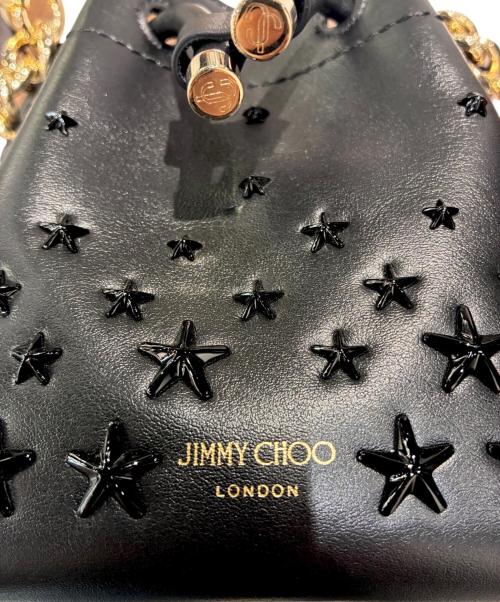 JIMMY CHOO（ジミーチュウ）JIMMY CHOO (ジミーチュウ) ボンボンバケットスタッズ/巾着ショルダーバッグ ブラック×ゴールド サイズ:-の古着・服飾アイテム