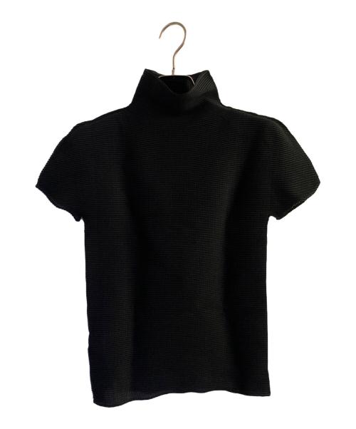 me ISSEY MIYAKE（ミーイッセイ ミヤケ）me ISSEY MIYAKE (ミーイッセイ ミヤケ) ハイネック半袖カットソー ブラック サイズ:-の古着・服飾アイテム
