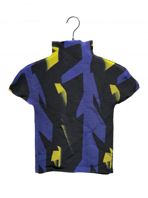 me ISSEY MIYAKE（ミーイッセイ ミヤケ）me ISSEY MIYAKE (ミーイッセイ ミヤケ) ハイネック半袖カットソー ブルー サイズ:-の古着・服飾アイテム