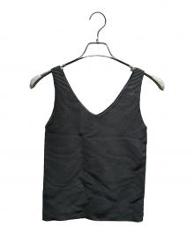 me ISSEY MIYAKE（ミーイッセイ ミヤケ）の古着「ジャバラシルバー箔ノースリーブカットソー」｜ブラック