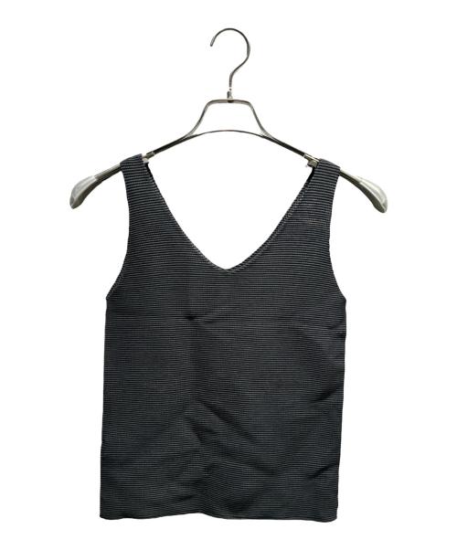 me ISSEY MIYAKE（ミーイッセイ ミヤケ）me ISSEY MIYAKE (ミーイッセイ ミヤケ) ジャバラシルバー箔ノースリーブカットソー ブラック サイズ:Freeの古着・服飾アイテム