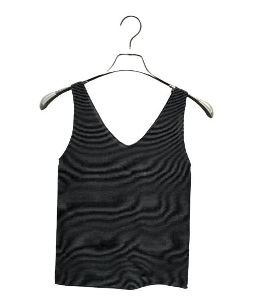 me ISSEY MIYAKE（ミーイッセイ ミヤケ）me ISSEY MIYAKE (ミーイッセイ ミヤケ) ジャバラシルバー箔ノースリーブカットソー ブラック サイズ:Freeの古着・服飾アイテム
