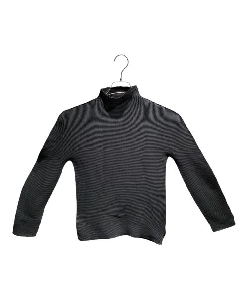 me ISSEY MIYAKE（ミーイッセイ ミヤケ）me ISSEY MIYAKE (ミーイッセイ ミヤケ) ハイネックワッフルプリーツ長袖カットソー ブラック サイズ:-の古着・服飾アイテム