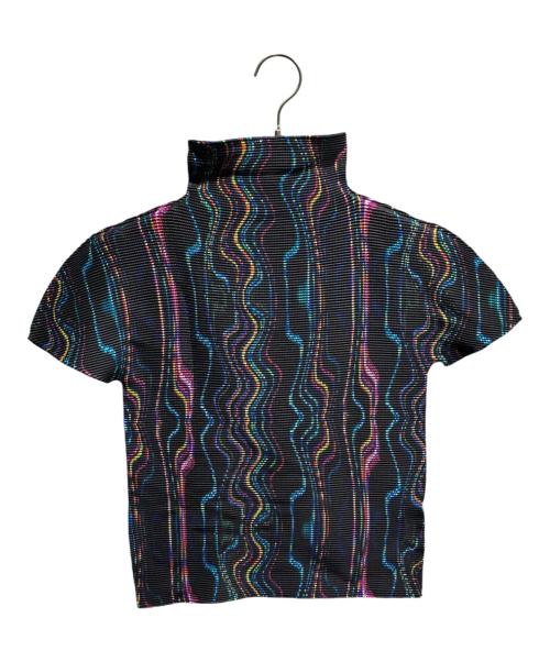 me ISSEY MIYAKE（ミーイッセイ ミヤケ）me ISSEY MIYAKE (ミーイッセイ ミヤケ) ハイネック半袖カットソー ブラック サイズ:-の古着・服飾アイテム