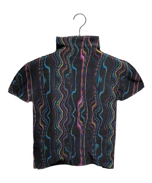 me ISSEY MIYAKE（ミーイッセイ ミヤケ）me ISSEY MIYAKE (ミーイッセイ ミヤケ) ハイネック半袖カットソー ブラック サイズ:-の古着・服飾アイテム