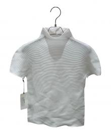 me ISSEY MIYAKE（ミーイッセイ ミヤケ）の古着「ハイネック半袖カットソー」｜ホワイト