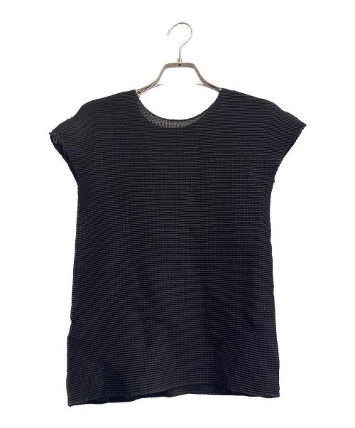 me ISSEY MIYAKE（ミーイッセイ ミヤケ）me ISSEY MIYAKE (ミーイッセイ ミヤケ) 幾何学模様 プリーツ ノースリーブカットソー ブラック サイズ:FREEの古着・服飾アイテム
