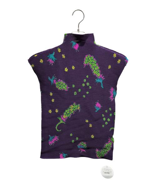 me ISSEY MIYAKE（ミーイッセイ ミヤケ）me ISSEY MIYAKE (ミーイッセイ ミヤケ) ハイネックカットソー パープル サイズ:Free 未使用品の古着・服飾アイテム