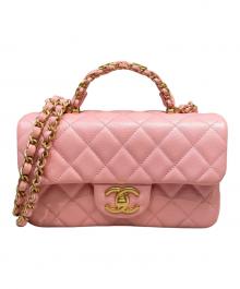 CHANEL（シャネル）の古着「トップハンドルミニ フラップバッグ」｜ピンク×ゴールド金具