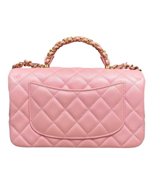 CHANEL（シャネル）CHANEL (シャネル) トップハンドルミニ フラップバッグ ピンク×ゴールド金具の古着・服飾アイテム