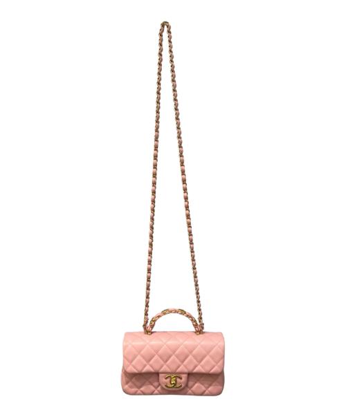 CHANEL（シャネル）CHANEL (シャネル) トップハンドルミニ フラップバッグ ピンク×ゴールド金具の古着・服飾アイテム