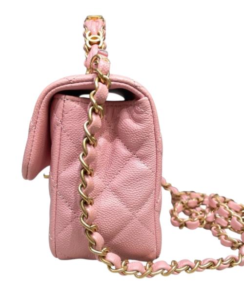 CHANEL（シャネル）CHANEL (シャネル) トップハンドルミニ フラップバッグ ピンク×ゴールド金具の古着・服飾アイテム