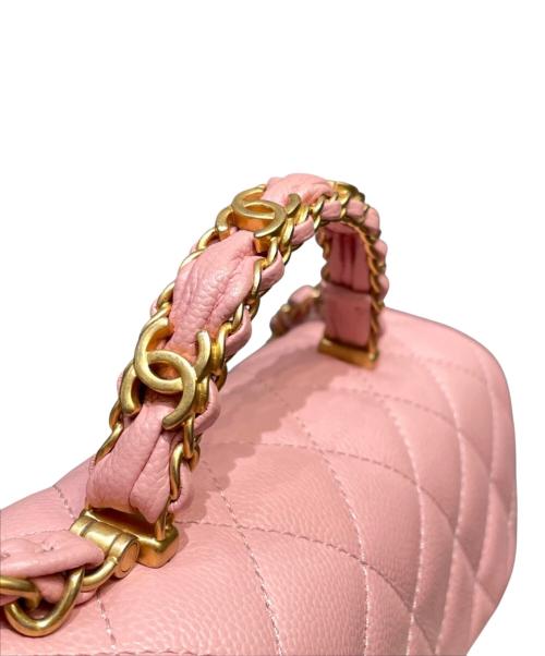 CHANEL（シャネル）CHANEL (シャネル) トップハンドルミニ フラップバッグ ピンク×ゴールド金具の古着・服飾アイテム