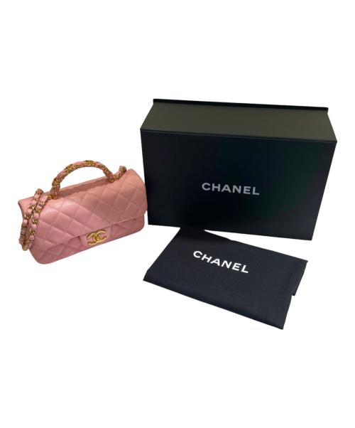 CHANEL（シャネル）CHANEL (シャネル) トップハンドルミニ フラップバッグ ピンク×ゴールド金具の古着・服飾アイテム