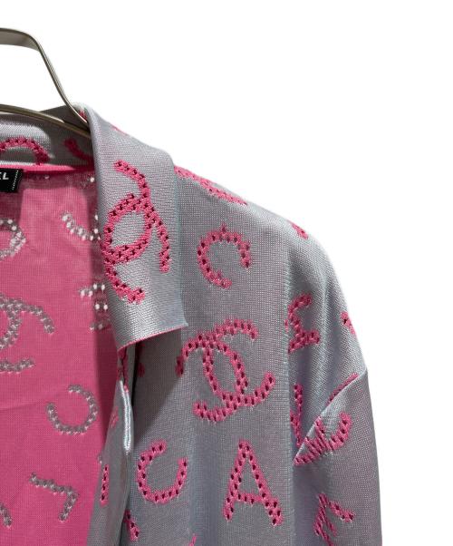 CHANEL（シャネル）CHANEL (シャネル) ココマークロゴロングカーディガン グレー×ピンク サイズ:36の古着・服飾アイテム