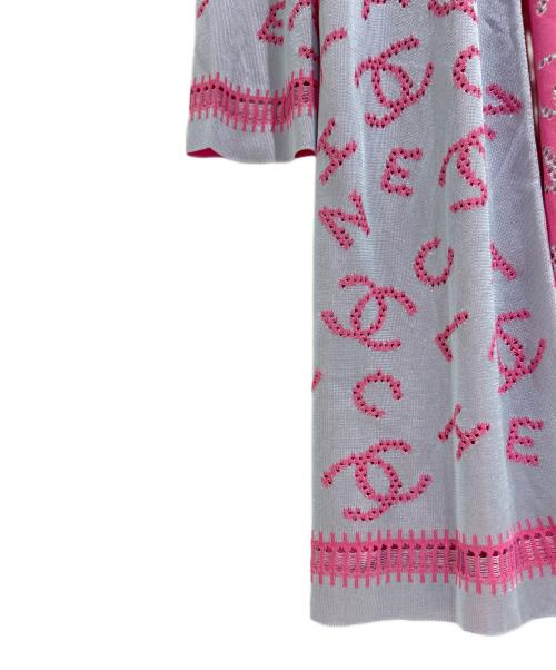 CHANEL（シャネル）CHANEL (シャネル) ココマークロゴロングカーディガン グレー×ピンク サイズ:36の古着・服飾アイテム