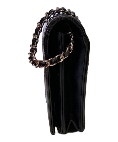 CHANEL（シャネル）CHANEL (シャネル) シャネルストラスCCチェーンウォレット ブラックの古着・服飾アイテム