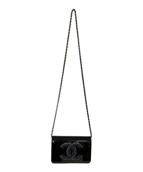 CHANEL（シャネル）CHANEL (シャネル) シャネルストラスCCチェーンウォレット ブラックの古着・服飾アイテム