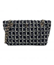 CHANEL（シャネル）の古着「Chain Tweed Bag/チェーンツイードバッグ」｜ブラック×ホワイト