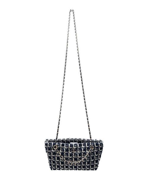CHANEL（シャネル）CHANEL (シャネル) Chain Tweed Bag/チェーンツイードバッグ ブラック×ホワイトの古着・服飾アイテム