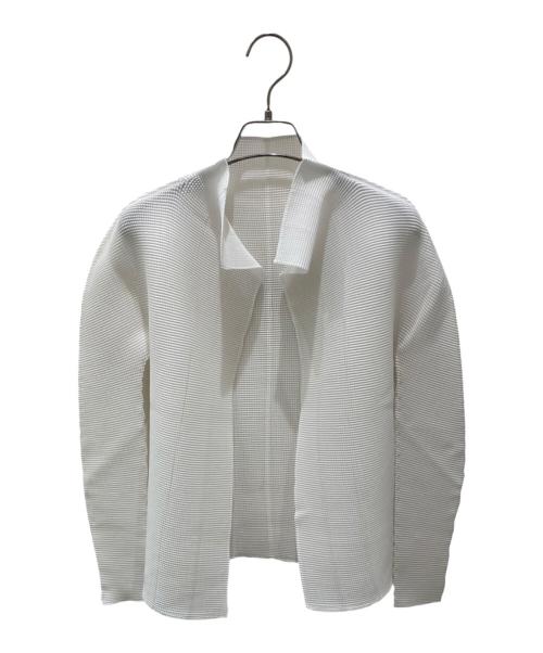 me ISSEY MIYAKE（ミーイッセイ ミヤケ）me ISSEY MIYAKE (ミーイッセイ ミヤケ) プリーツ長袖カーディガン ホワイト サイズ:Freeの古着・服飾アイテム
