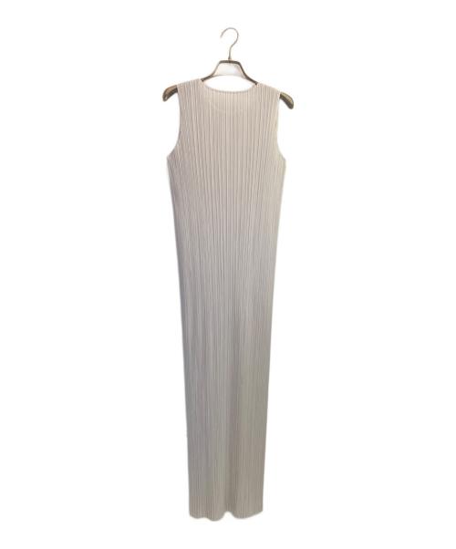 PLEATS PLEASE（プリーツプリーズ）PLEATS PLEASE (プリーツプリーズ) BASICS ノースリーブプリーツワンピース ライトグレー サイズ:3の古着・服飾アイテム