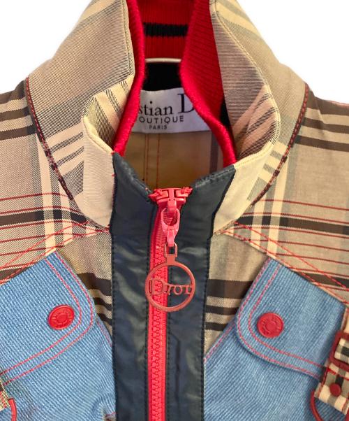 Christian Dior BOUTIQUE（クリスチャン ディオールブティック）Christian Dior BOUTIQUE (クリスチャン ディオールブティック) チェック切替ジップアップベスト ベージュ サイズ:40の古着・服飾アイテム