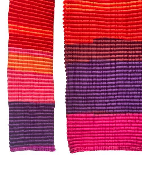ISSEY MIYAKE（イッセイミヤケ）ISSEY MIYAKE (イッセイミヤケ) ボーダーグラデーション プリーツシャツ パープル サイズ:2の古着・服飾アイテム
