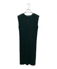 PLEATS PLEASE（プリーツプリーズ）の古着「ノースリーブワンピース」｜グリーン