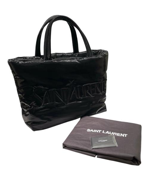 Saint Laurent Paris（サンローランパリ）Saint Laurent Paris (サンローランパリ) シルクテックキャンバス ロゴトートバッグ ブラックの古着・服飾アイテム