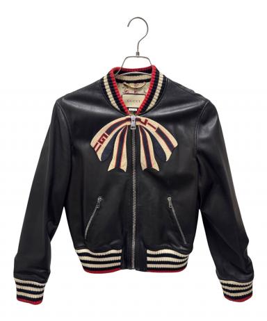 中古・古着通販】GUCCI (グッチ) グッチボウ付きレザーボンバー