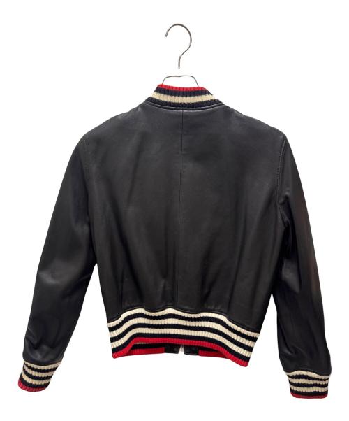 GUCCI（グッチ）GUCCI (グッチ) グッチボウ付きレザーボンバージャケット ブラック サイズ:42の古着・服飾アイテム