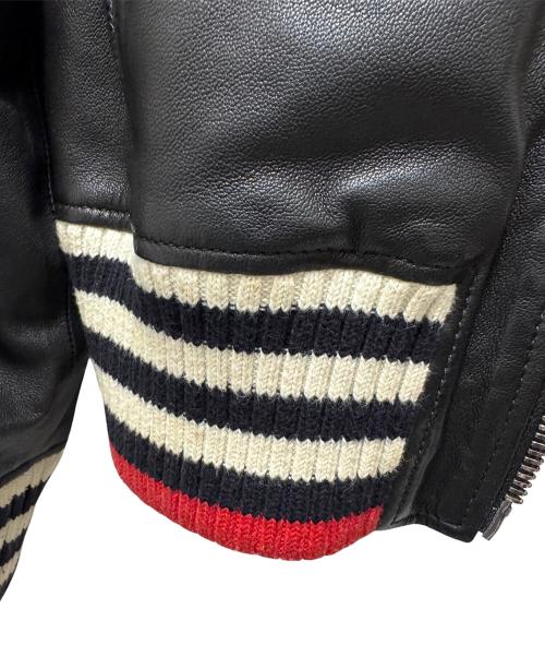 GUCCI（グッチ）GUCCI (グッチ) グッチボウ付きレザーボンバージャケット ブラック サイズ:42の古着・服飾アイテム
