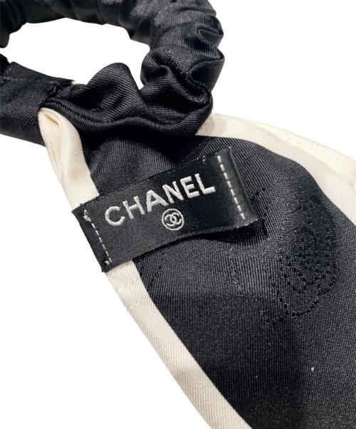 CHANEL（シャネル）CHANEL (シャネル) シャドーカメリア柄 シュシュ ブラック×ホワイト サイズ:-の古着・服飾アイテム