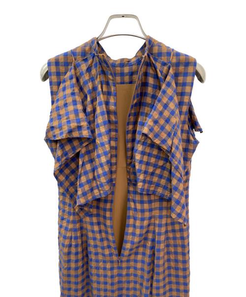 CLANE（クラネ）CLANE (クラネ) ギンガムチェックノースリーブワンピース ブラウン サイズ:1の古着・服飾アイテム