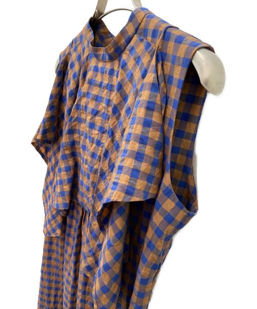 CLANE（クラネ）CLANE (クラネ) ギンガムチェックノースリーブワンピース ブラウン サイズ:1の古着・服飾アイテム