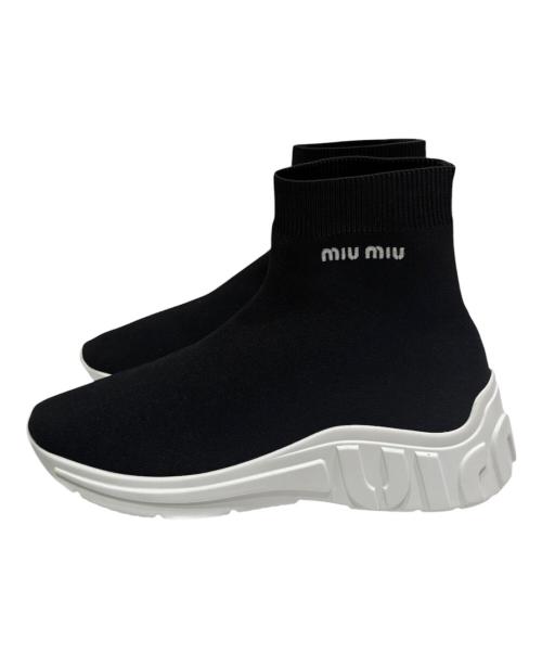 MIU MIU（ミュウミュウ）MIU MIU (ミュウミュウ) 3Dロゴソールソックススニーカー ブラック サイズ:37 1/2の古着・服飾アイテム