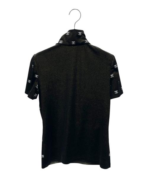 CHANEL（シャネル）CHANEL (シャネル) ベロアハーフジップ半袖カットソー ブラック サイズ:38の古着・服飾アイテム