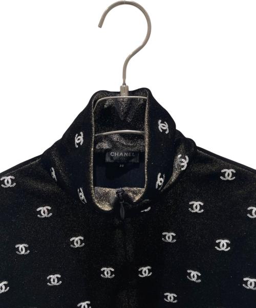 CHANEL（シャネル）CHANEL (シャネル) ベロアハーフジップ半袖カットソー ブラック サイズ:38の古着・服飾アイテム