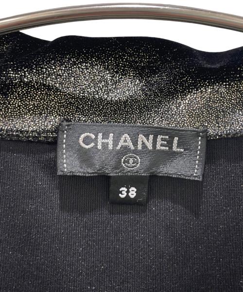 CHANEL（シャネル）CHANEL (シャネル) ベロアハーフジップ半袖カットソー ブラック サイズ:38の古着・服飾アイテム