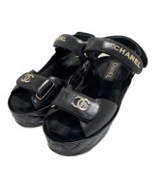 CHANEL（シャネル）の古着「ココマークストラップサンダル」｜ブラック