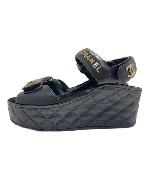 CHANEL（シャネル）CHANEL (シャネル) ココマークストラップサンダル ブラック サイズ:35Cの古着・服飾アイテム