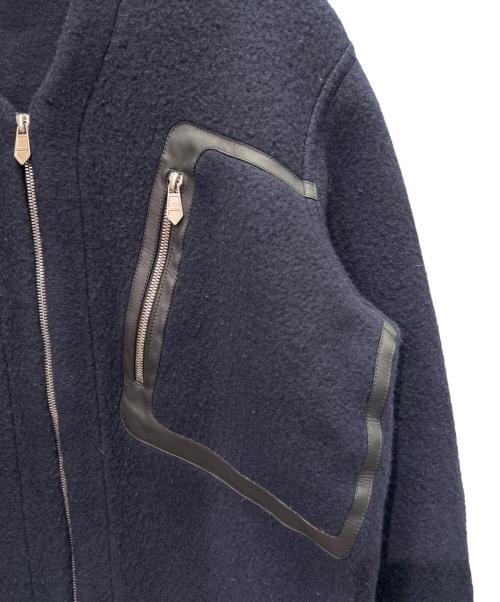 HERMES（エルメス）HERMES (エルメス) ウールカシミヤジャケット/カシミヤ混フリース/レザーパイピングフリース ネイビー サイズ:XSの古着・服飾アイテム