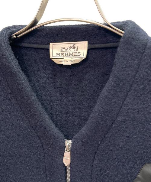 HERMES（エルメス）HERMES (エルメス) ウールカシミヤジャケット/カシミヤ混フリース/レザーパイピングフリース ネイビー サイズ:XSの古着・服飾アイテム