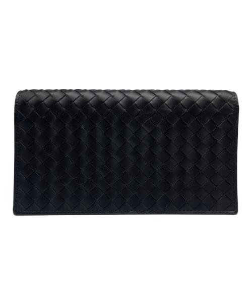 BOTTEGA VENETA（ボッテガベネタ）BOTTEGA VENETA (ボッテガベネタ) イントレチャートロングウォレット ブラックの古着・服飾アイテム