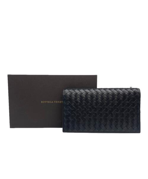 BOTTEGA VENETA（ボッテガベネタ）BOTTEGA VENETA (ボッテガベネタ) イントレチャートロングウォレット ブラックの古着・服飾アイテム