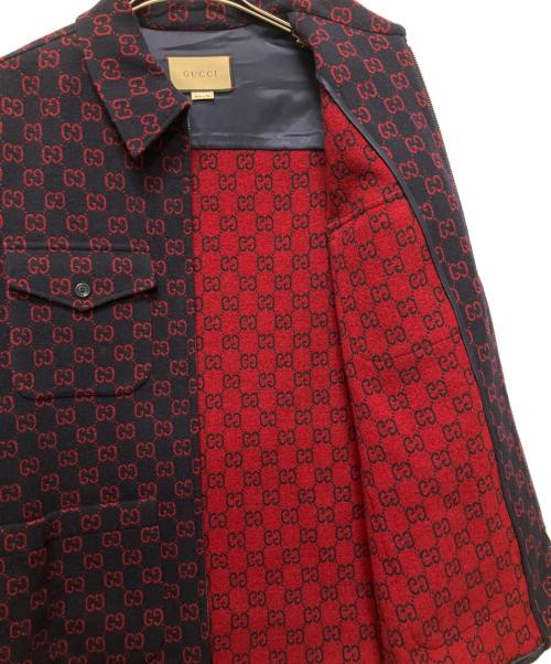 GUCCI（グッチ）GUCCI (グッチ) GG柄ジップアップジャケット ネイビー サイズ:46の古着・服飾アイテム