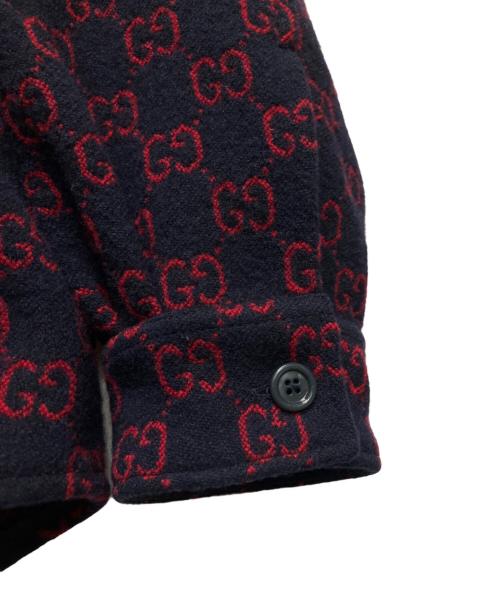 GUCCI（グッチ）GUCCI (グッチ) GG柄ジップアップジャケット ネイビー サイズ:46の古着・服飾アイテム